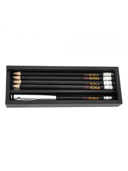 Set matite e temperino con logo AS ROMA